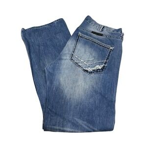 B Tuff Jeans Mens 36x34 Blue Asphalt Relaxed Fit Bootcut Western Denim